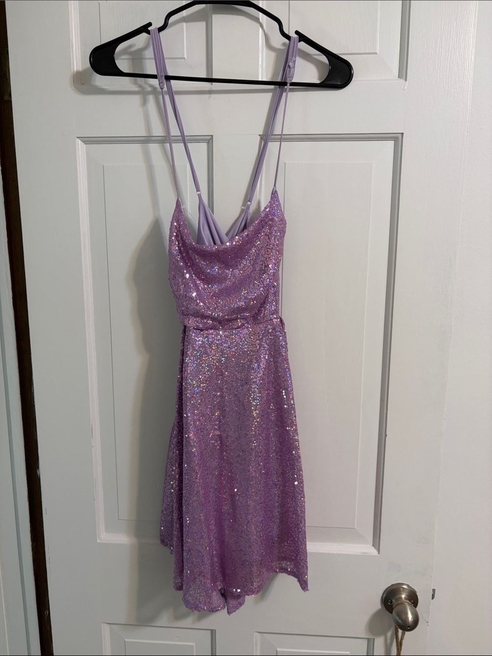 Lavender Sequin Spaghetti Strap Dress